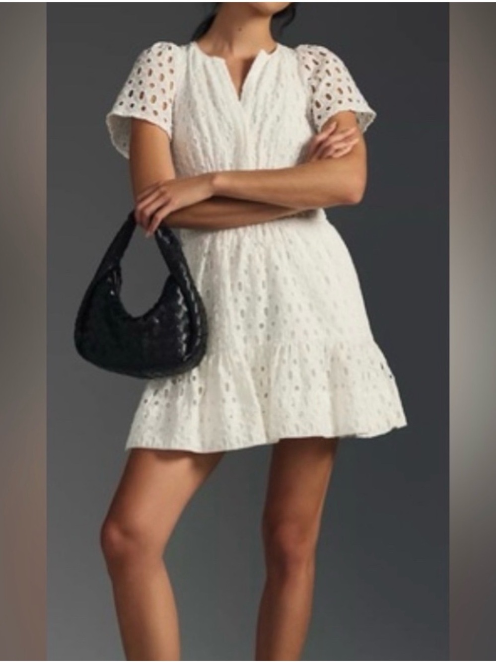 Anthropologie | White Eyelet Mini Dress, 2X NWT